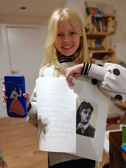 This girl became interested in a woman scientist when she saw the illustration on the scientific calculator, and she later wrote a report about her!